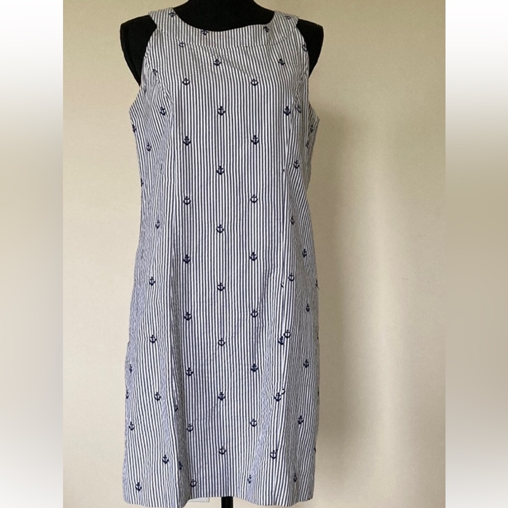 Cynthia Rowley Sleeveless Seersucker Anchor Dress. Size 10 💯 Cotton Gently Used